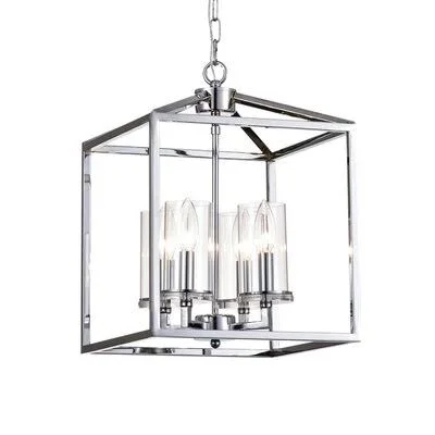 Icenhour 4 - Light Lantern Square, Rectangle Chandelier with Wrought Iron Accents Wade Logan Finish: Chrome