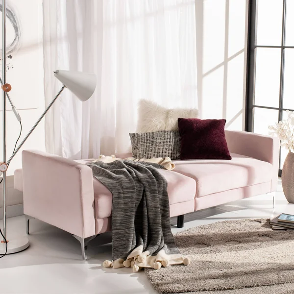 Safavieh Chelsea Foldable Futon Bed - Blush - Chrome