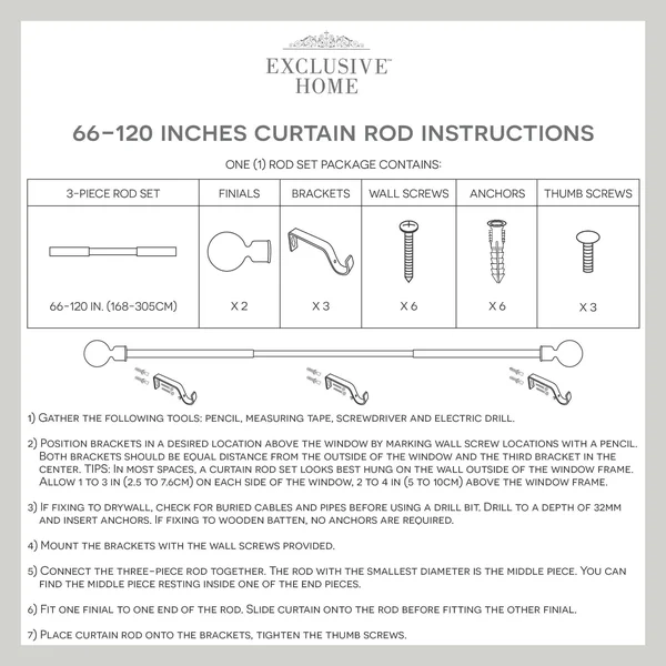 Silver Orchid Hamilton 1-Inch Curtain Rod and Finial Set Matte Silver 36x22-72x22 Powder Coated - Matte, Silver Finish