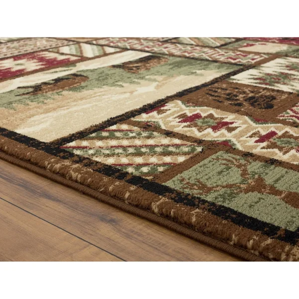 Wild Life Collection Brown/Cream Area Rug - 2& x 8&