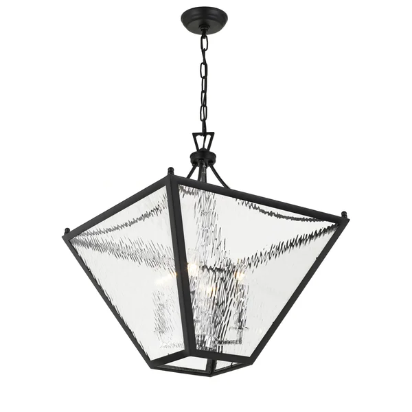 Crystorama PAR-698-MK-CH Park Hill 6 Light Matte Black & Polished Chrome Large Lantern