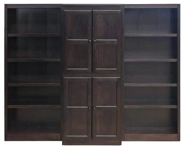 15 Shelf Bookcase Wall with Doors - 72 inch Tall, Espresso Finish - Concepts in Wood WKT3072-E