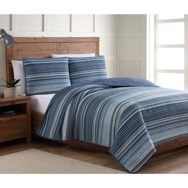 The Curated Nomad Flora Blue Quilt Set Full/Queen 3 Piece