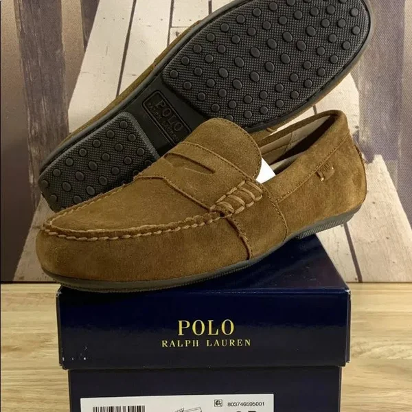 Mens Polo Ralph Lauren Tan Reynold Suede Driving Loafers US Size 8