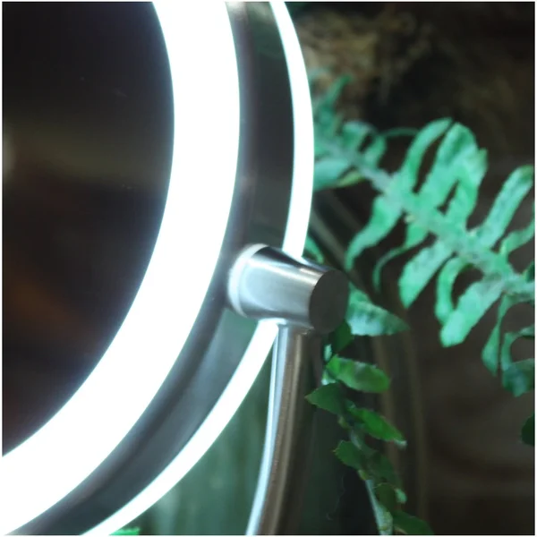 Ovente LED Lighted Tabletop Makeup Mirror - 1x/10x Magnification, 7.5 inch, Polished Chrome