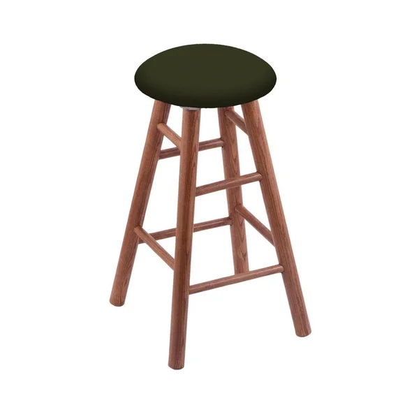 Holland Bar Stool Oak Round Cushion 30x22 Swivel Bar Stool with Smooth Legs, Medium Finish, and Canter Pine Seat