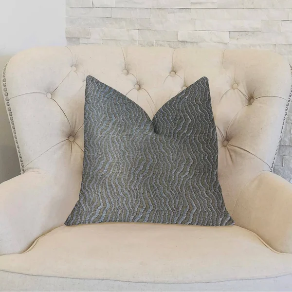 Plutus Dusky Veined Silver and Taupe Luxury Throw Pillow 16x22L x16x22W