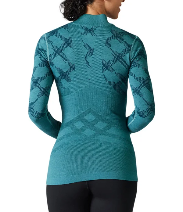 Smartwool Intraknit Merino 200 Pattern 1/4 Zip - Women's Blue Spruce Ski Tracks, Xs