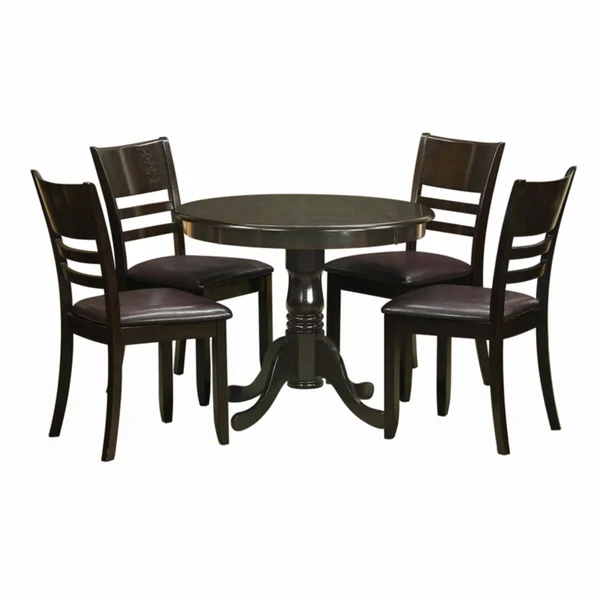 5 Piece Kitchen Table Set and 4 Dinette Chairs Faux Leather