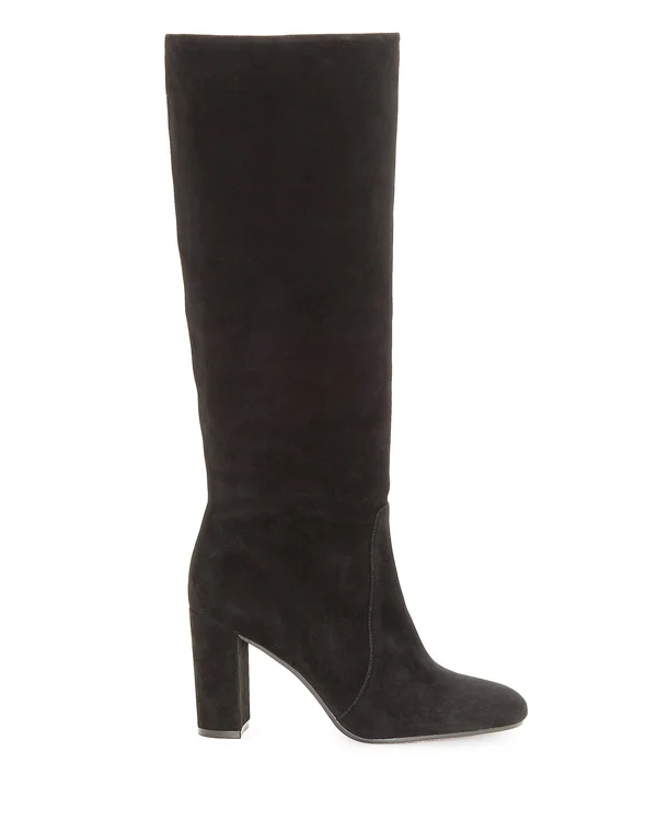 Vince Camuto Womens Sessily Slouchy Chunky Heel Suede Boot Black (7.5, Black)