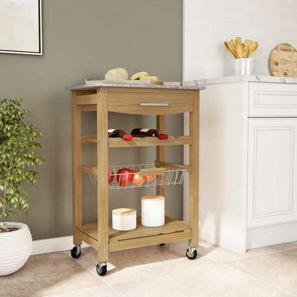 The Gray Barn Zephyr Parcel Natural Granite Top Kitchen Island