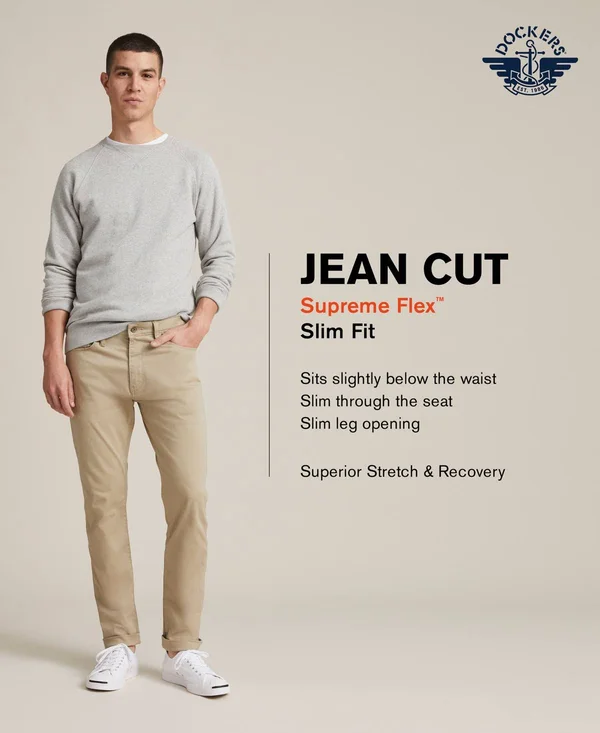 Dockers Men's Jean-Cut Supreme Flex Slim Fit Pants - Created for Macy&s - Maritime Blue - Size 38x32