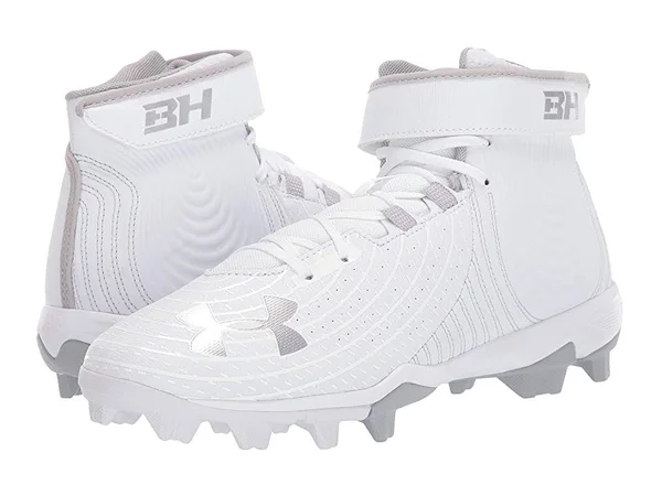 Under Armour Men's Harper 4 Mid RM Baseball Cleats - White, 7.5