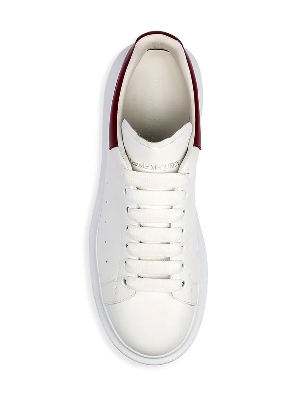 Alexander McQueen Men's Oversized Leather Low-top Sneakers, White/Grey, Men's, 11D, Sneakers & Trainers Low-top Sneakers