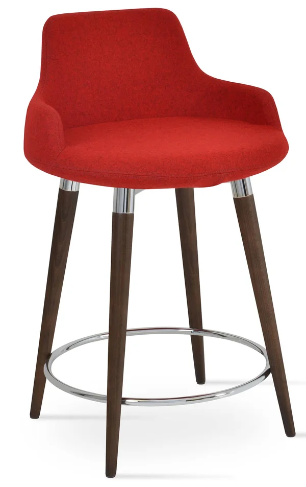 sohoConcept Dervish 29.5x22 Bar Stool Leg Color: Natural - Upholstery: Wool-Candy Apple Red