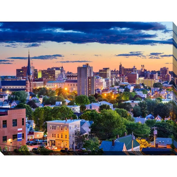 Picture Perfect International Portland, Maine, USA Downtown Skyline Giclee Print Canvas Wall Art, 30 Inches x 40 Inches x 1.5 In