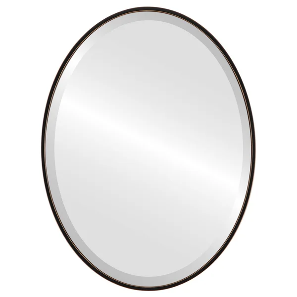 Singapore Framed Oval Mirror - Rubbed Black - 18 5/8x22x24 5/8x22