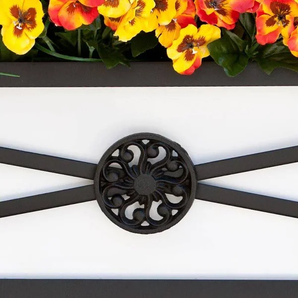 42x22 Medallion Decora Window Boxes w/White Galvanized Liner