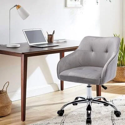 Modern Middle Back Leisure Vanity Home Bedroom Office Task Chair Uhomepro Upholstery Color: Gray