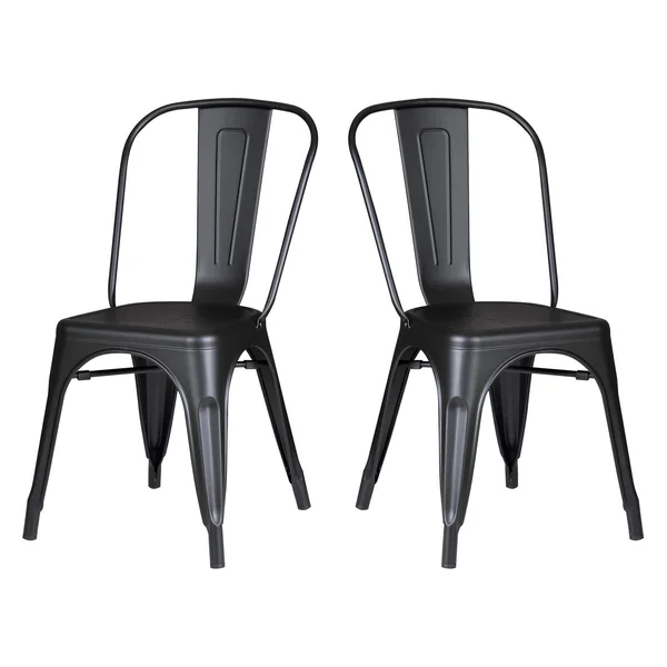 Christies Home Living Metal Stackable Dining Side Chair - Set of 2, Black