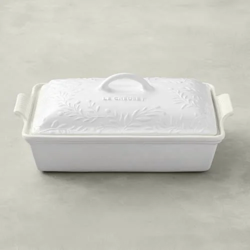 Le Creuset Stoneware Olive Branch Collection Heritage Rectangular Casserole - Matte Cotton, 4 qt.