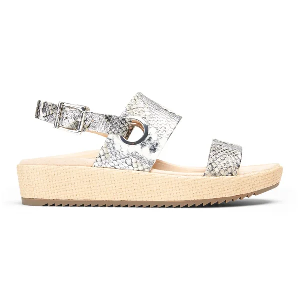 Vionic Louise Platform Sandal - Women's - Grey/Off White Snake Print - Platform Slingback