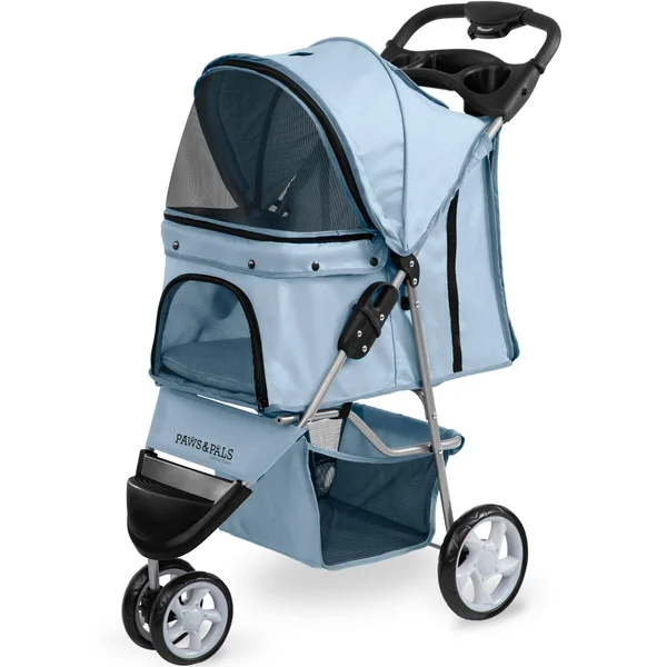 Paws & Pals Pet Stroller, 3 Wheel Jogger, Blue
