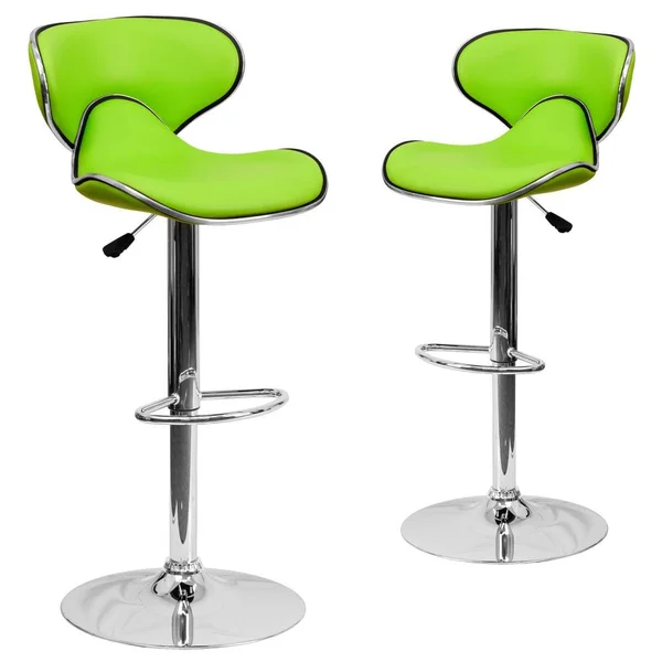 Carnegy Avenue 32.5 in. Green Bar Stool (Set of 2) - Green/Chrome