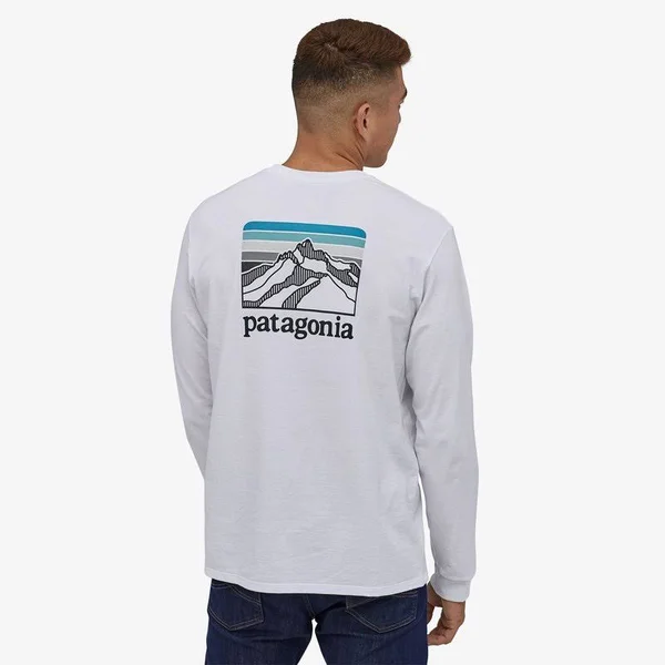 Patagonia Men's Line Logo Ridge Long Sleeve Responsibili-Tee - White - XXL