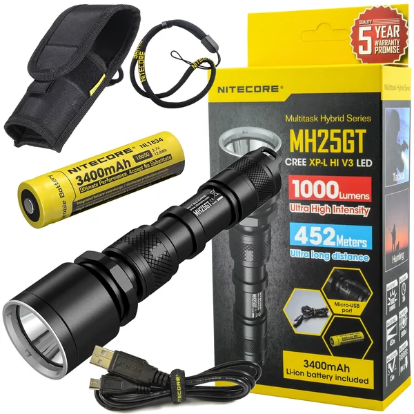 Nitecore MH25GT Rechargeable LED Flashlight - Black