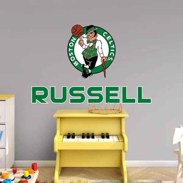 Boston Celtics: Stacked Personalized Name - Officially Licensed NBA TRANSFER Wall Decal in Green (52x22W x 39.5x22H) by Fathead