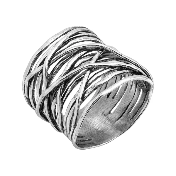 Silpada &Sundried& Criss-Crossed Textured Sterling Silver Ring, Size 6