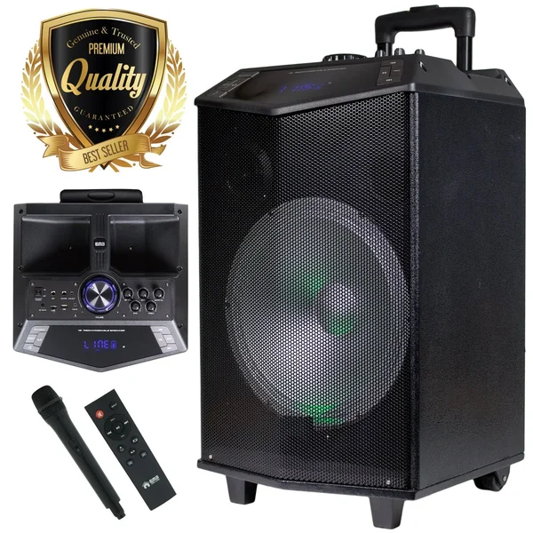 Emb 1200W 12 Inches Power Party Bluetooth/USB/SD Stereo Rechargeable Portable Speaker - pkl104pk1 - Perfect for beach/home/birth