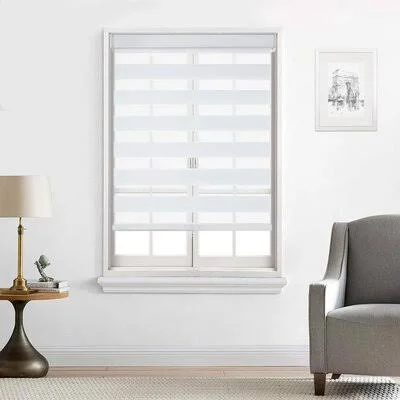 Zebra Semi-Sheer White Roll-Up Shade Latitude Run Blind Size: 48x22W x 72x22L