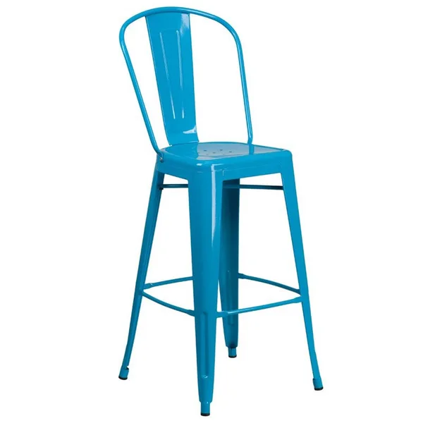 Bowery Hill 30x22 Metal Bar Stool in Crystal Blue