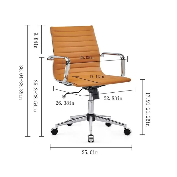 LUXMOD Mid Back Office Chair, Adjustable Swivel Chair, Ergonomic Desk Chair for Extra Back & Lumbar Support. - White