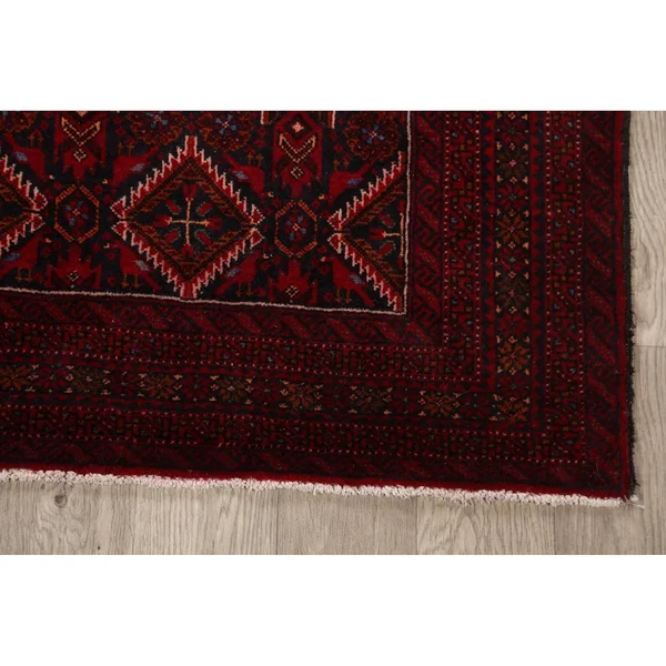 Tribal Geometric Oriental Balouch Afghan Area Rug Wool Handmade