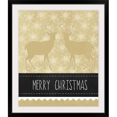 Thuc &Reindeer Christmas& by Linda Woods Graphic Art Print The Holiday Aisle Format: Black Frame, Size: 32x22 H x 27x22 W x 1x22