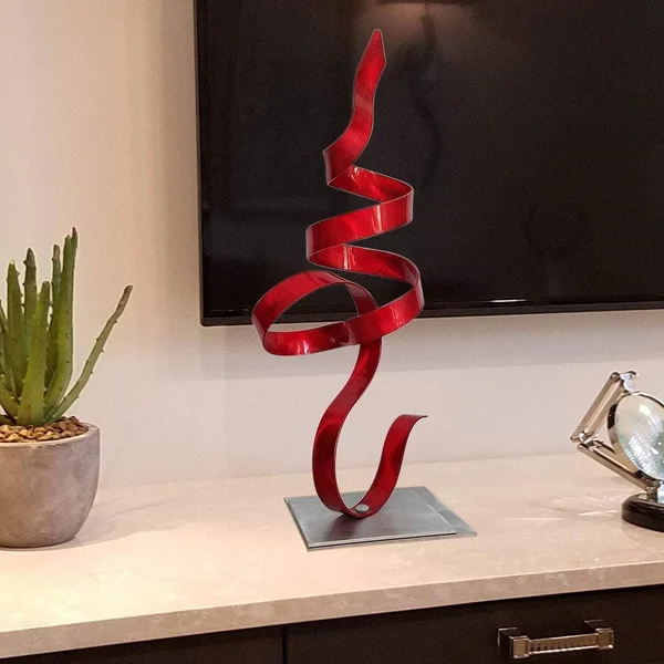 Statements2000 Metal Art Sculpture Modern Centerpiece Table Decor by Jon Allen - Perfect Moment - Blue - 18" x 9" x 5"