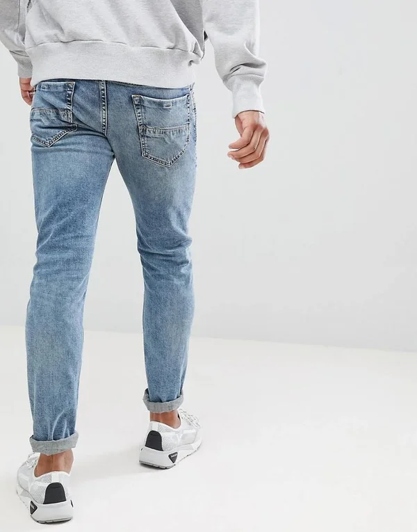 Diesel Washed Light Blue Thommer Slim Fit Jeans
