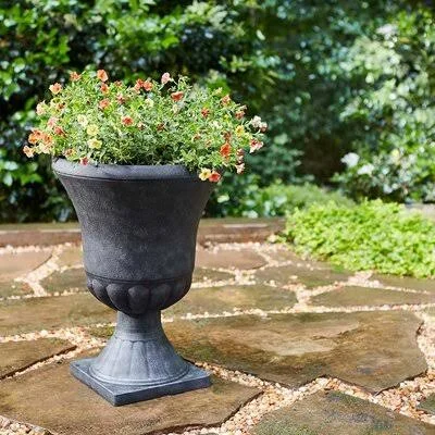Southern Patio EB-029816 Winston 16 inch Diameter Resin Outdoor Planter - Black Ophelia & Co.