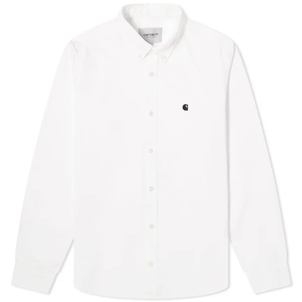 Carhartt WIP Madison Shirt White & Black - White & Black - Small - 100% Cotton - Men's