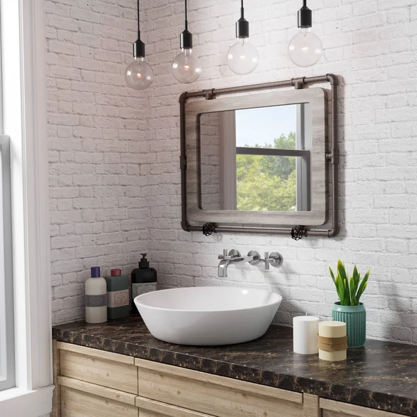 Clarmonte Industrial Accent Wall Mirror - Brown - Large