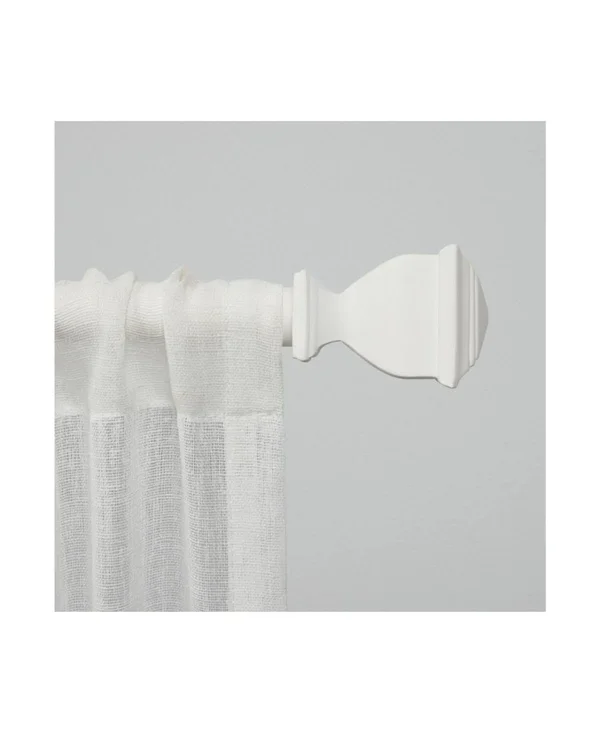 Exclusive Home Curtains Napoleon 1 inch Window Curtain Rod and Finial Set, Adjustable 66 inch-120 inch, Matte White