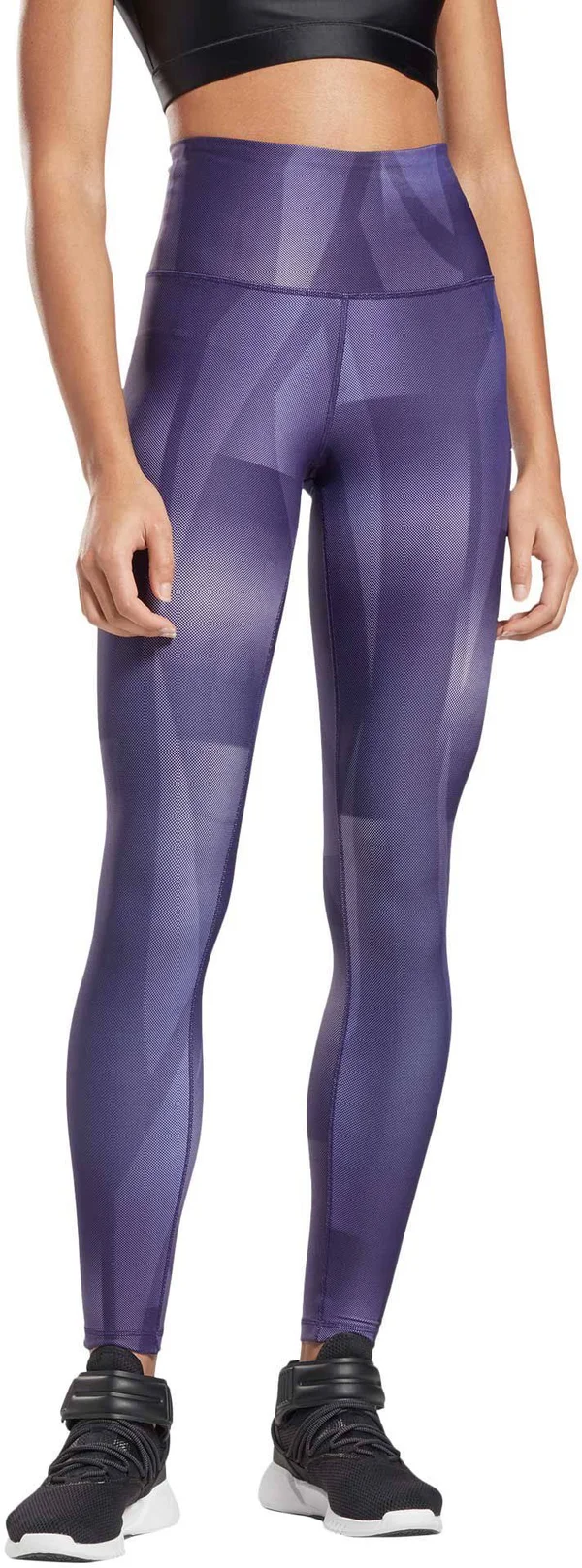 Reebok Women's Studio Lux Bold High-Rise Vector Block Training Tights in Purple/Dark Orchid Size Small