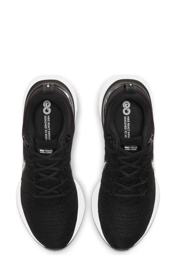 Nike React Infinity Run Flyknit 2 White/Black Men's Running Shoes, Size: 7.5