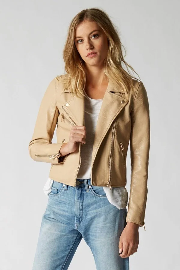 Blanknyc Faux Leather Moto Jacket Natural Light