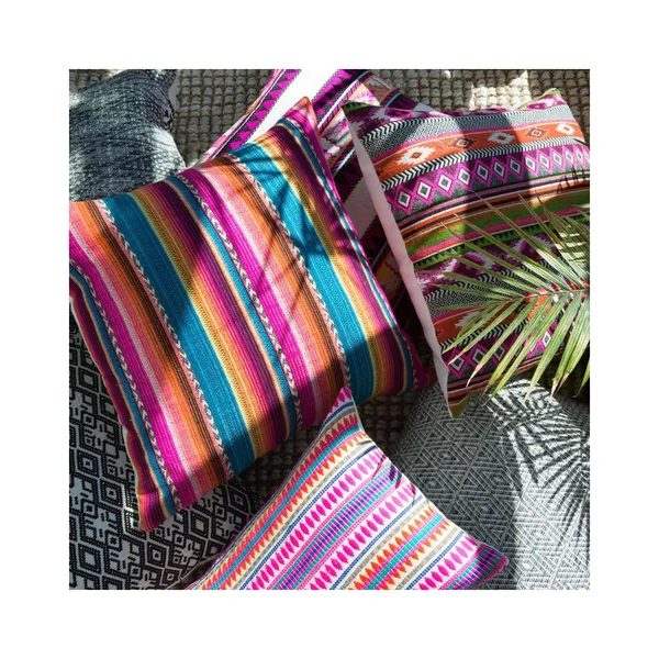 Cante Striped Multicolor/ Ivory Lumbar Pillow 14x20 inch - Jaipur Living PLW103386