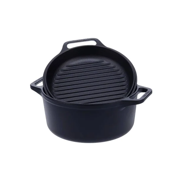 Victoria 6qt Dutch Oven Combo Cooker in Seasoned Cast Iron - Black