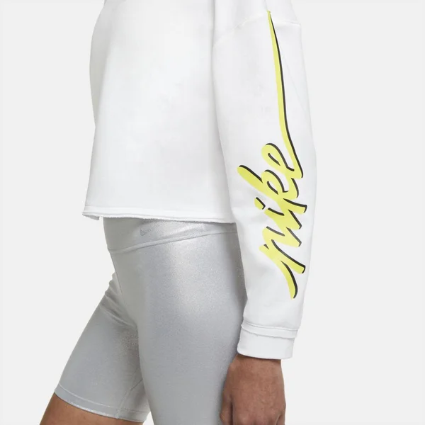 Nike Women's Femme Cropped Training Crew Sweatshirt - Large, White